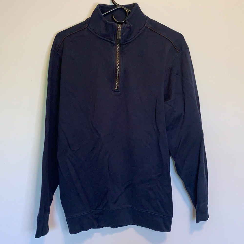 Cremieux Navy Quarter Zip Supima Cotton Sweater